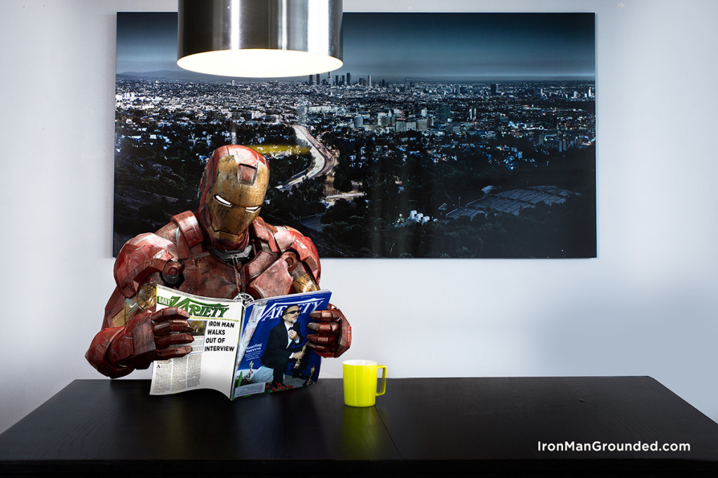 Iron man Reading the Newspaper