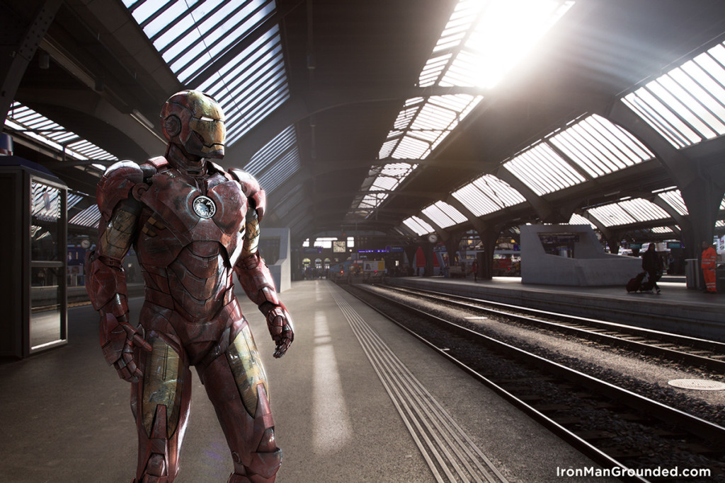 Iron man waiting train