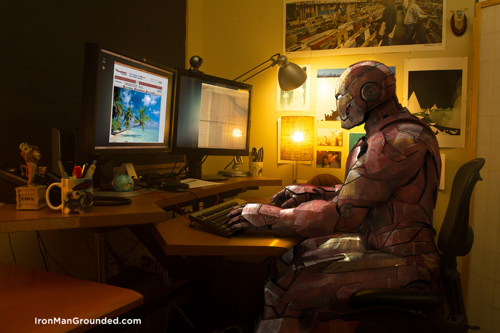 Iron man work watch something interest in internet