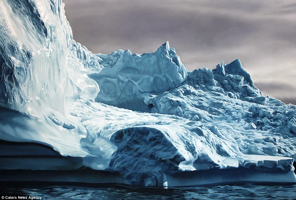 Detailed Realistic Finger Paintings of icebergs 2