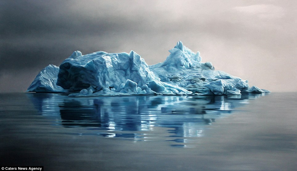 Detailed Realistic Finger Paintings of icebergs