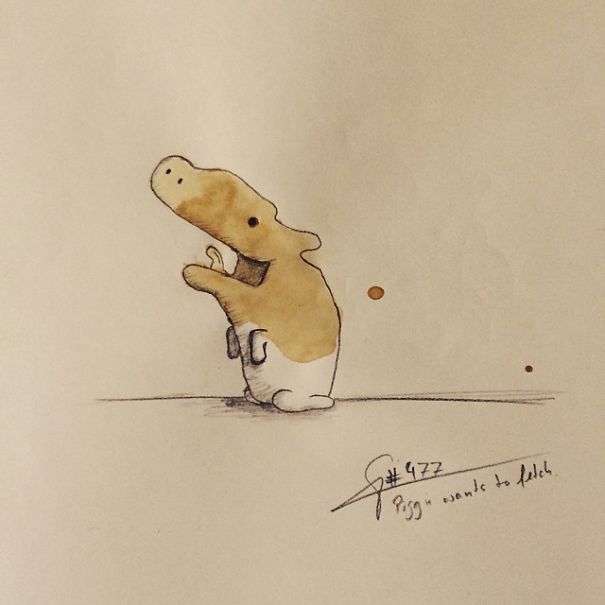 Creative Monster Coffee Stains Drawings