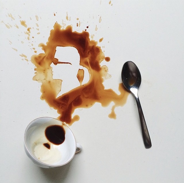 Painting art with coffe stains