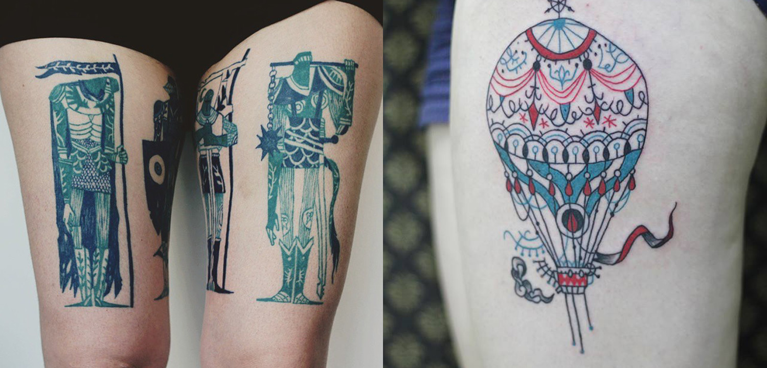 Tattooist makes cool tattoo in the salon Stock Photo - Alamy
