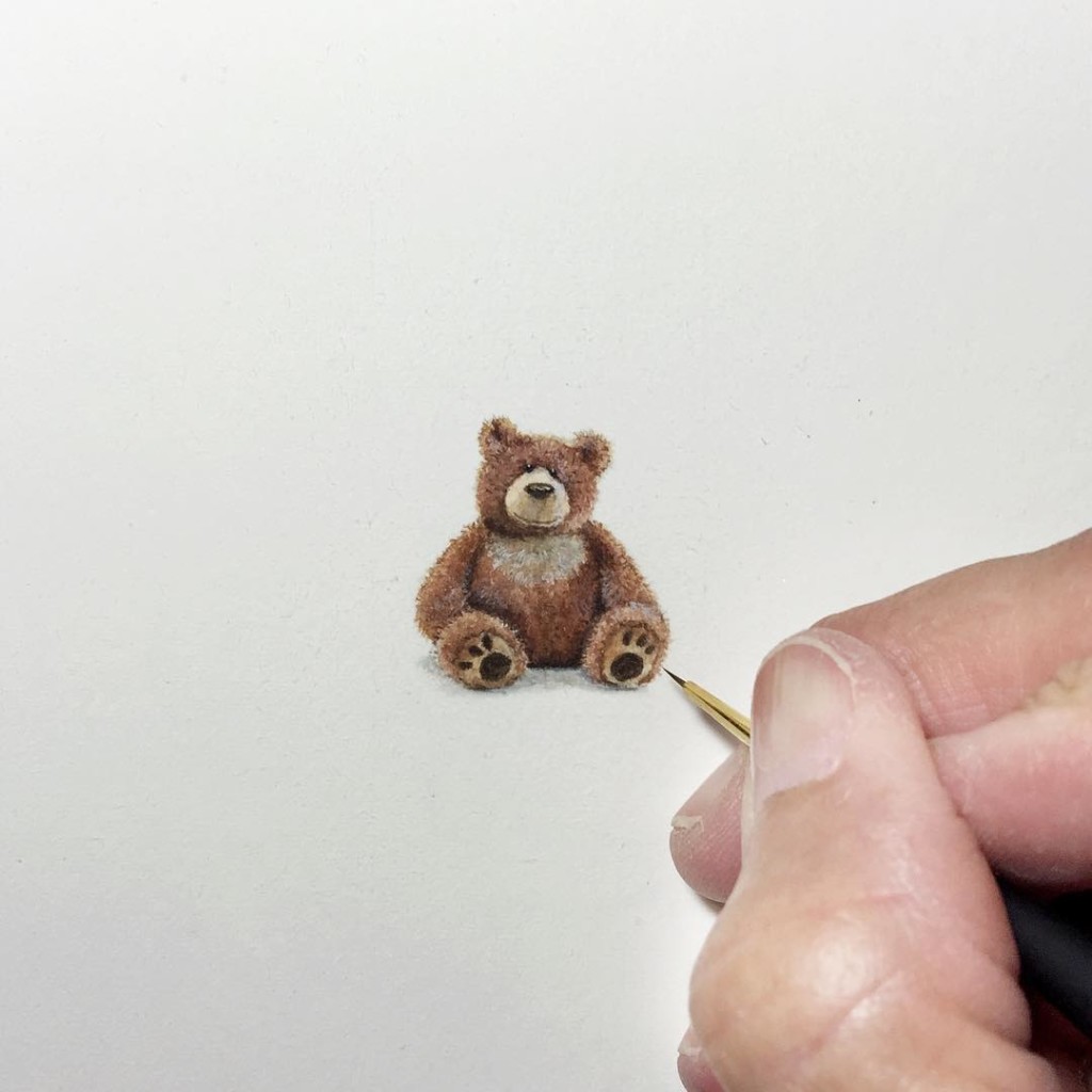 Incredible tiny paintings tedy bear by karen libecap