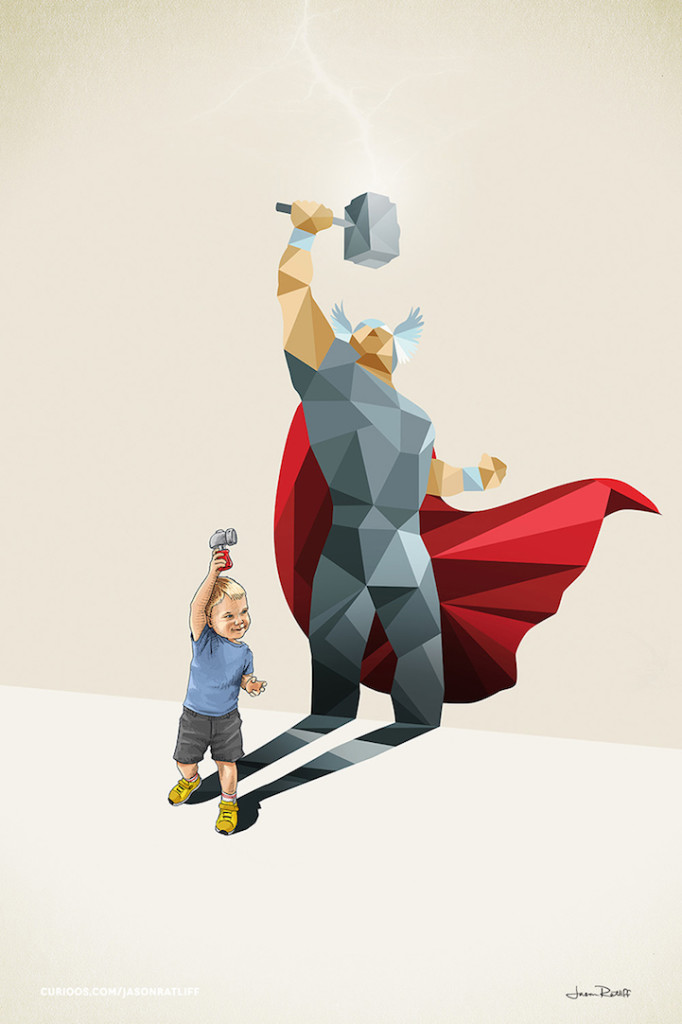 Thor Illustration of childhood imagination by Jason Ratliff