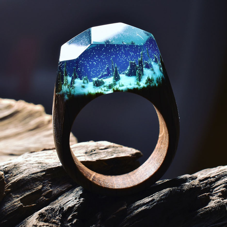 Creative Art  Miniature Worlds Inside Wooden Rings 99