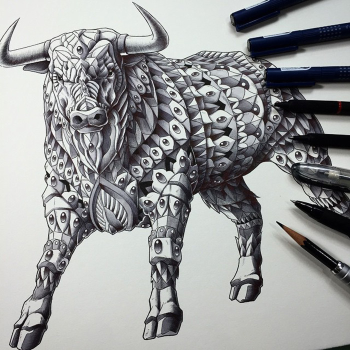 Detailed Black and white Animal Illustrations by Ben Kwok 99