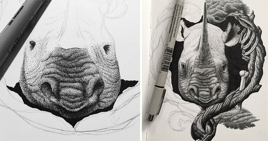 Millions Of Dots Fantastical Pen Drawings by Kyle Leonard