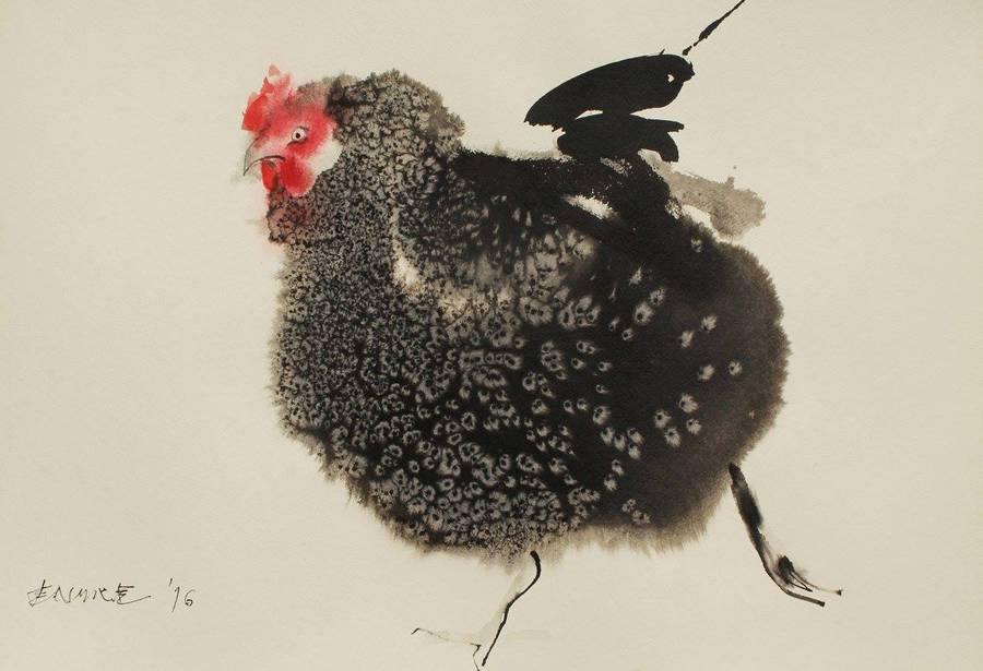 Creative Ink Paintings of Chickens