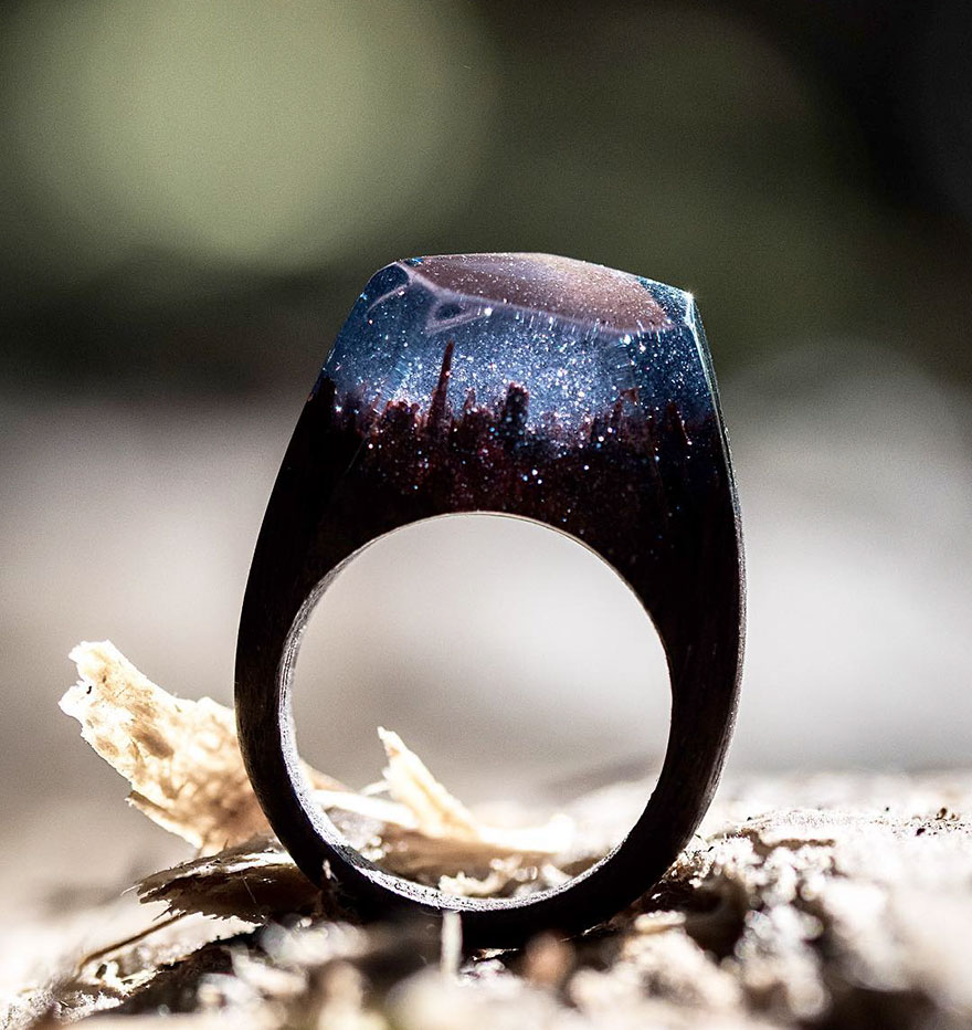 New Miniature Worlds Inside Wooden Rings Capture The Beauty Of Different  Seasons