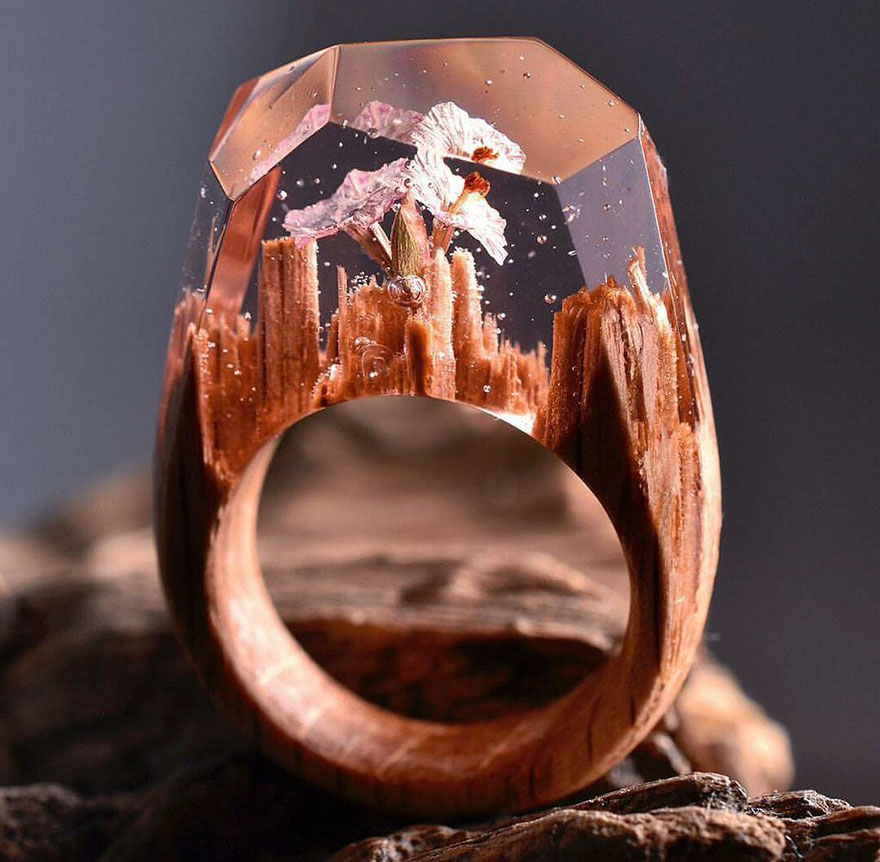 New Miniature Worlds Inside Wooden Rings 9