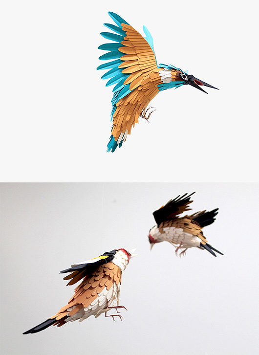 Colourful Paper Bird Sculptures by Diana Beltran Herrera | 99inspiration