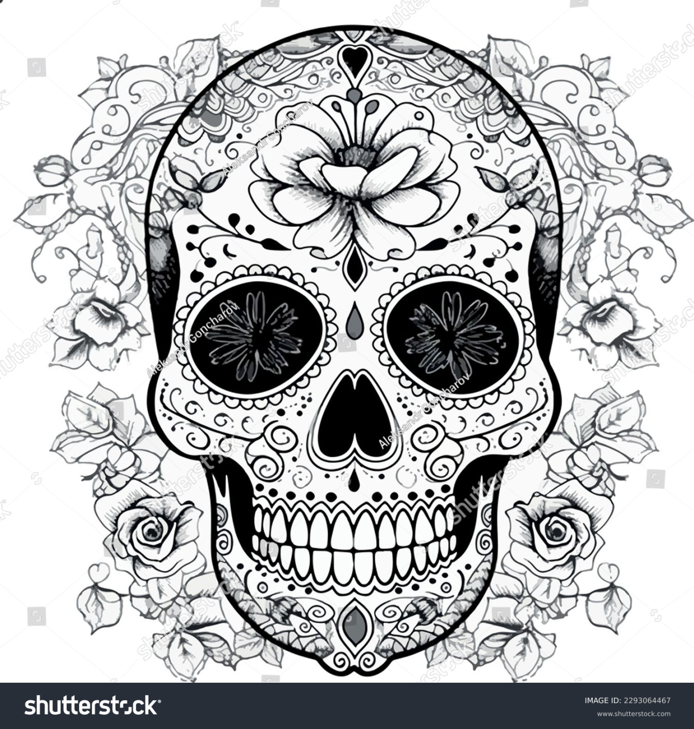 A knife through a skull. Simple skull face series. Monoline skull tattoo  design vector Yoga Mat by Dean Zangirolami - Pixels